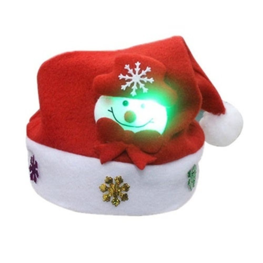 Lovely Snowman Christmas Hat LED Caps For Children New Year Xmas Kids